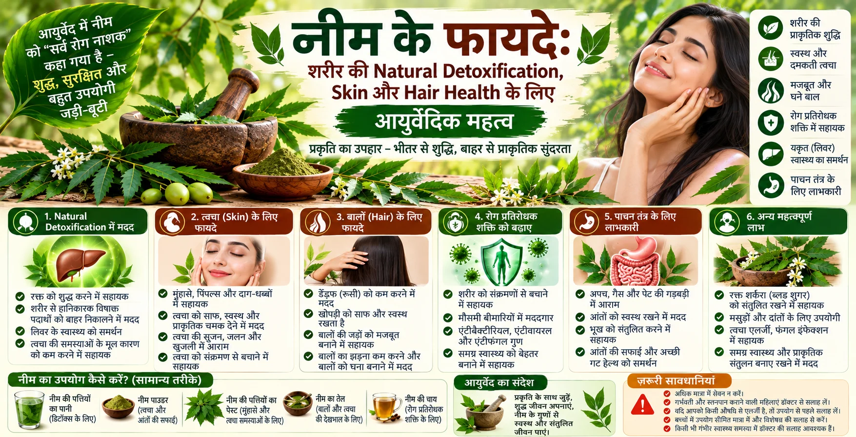 नीम के फायदे: शरीर की Natural Detoxification, Skin और Hair Health के लिए आयुर्वेदिक महत्व