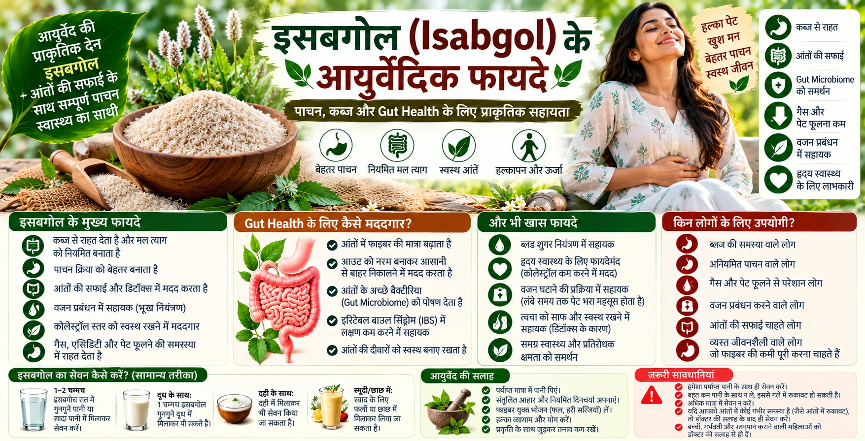 इसबगोल (Isabgol) के आयुर्वेदिक फायदे: पाचन, कब्ज और Gut Health के लिए प्राकृतिक सहायता